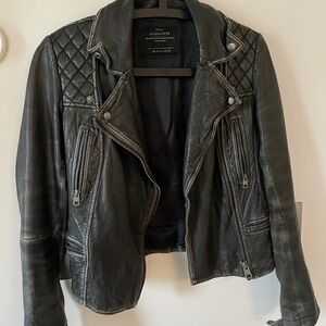 All Saints Cargo Biker Leather Jacket